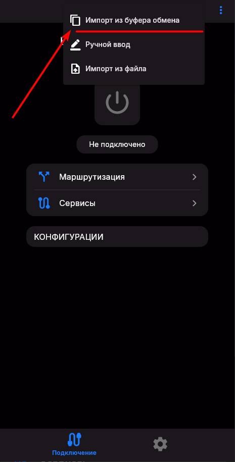 Заходим в приложение и вставляем ключ из буфера обмена