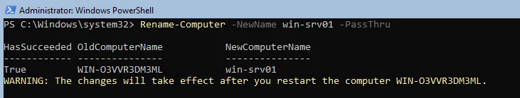 Rename-Computer задать имя через powershell